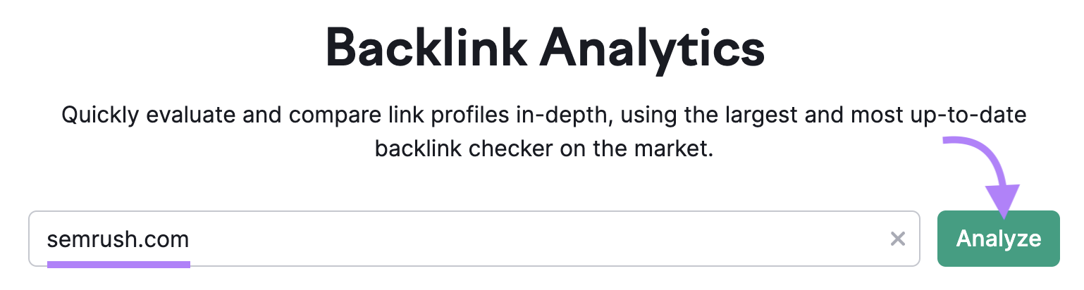 Semrushâs Backlinks tool.