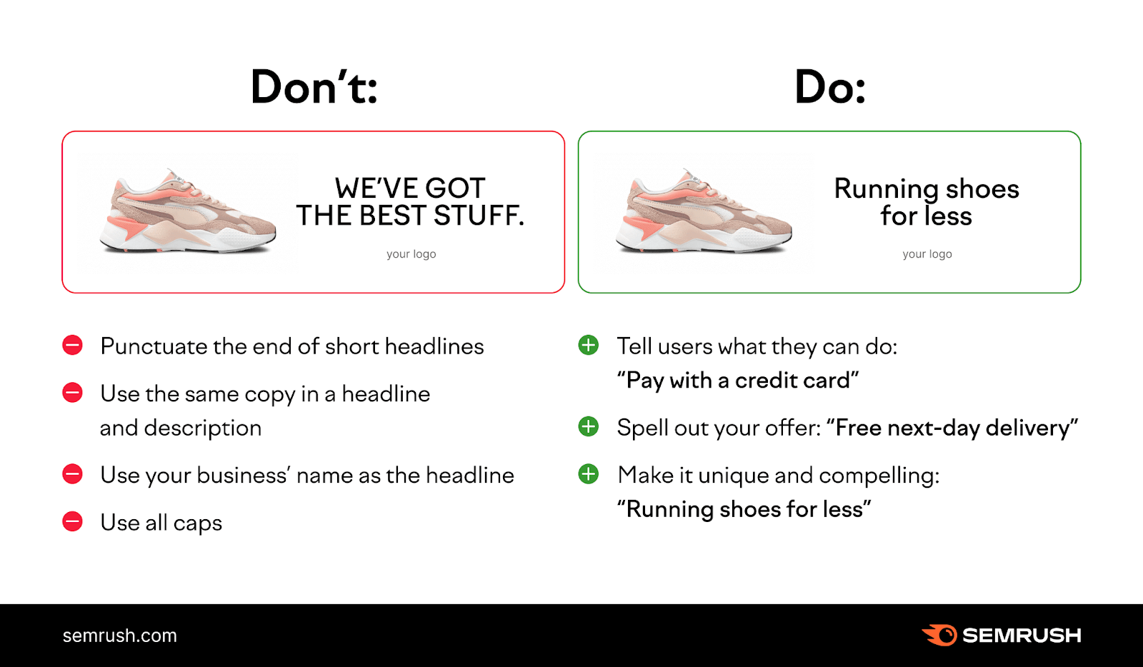 Short headlines do and donât infographic