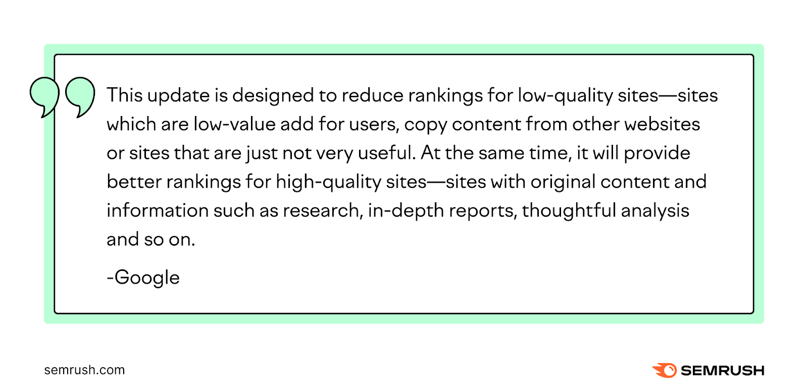 Google's statement about creating Panda