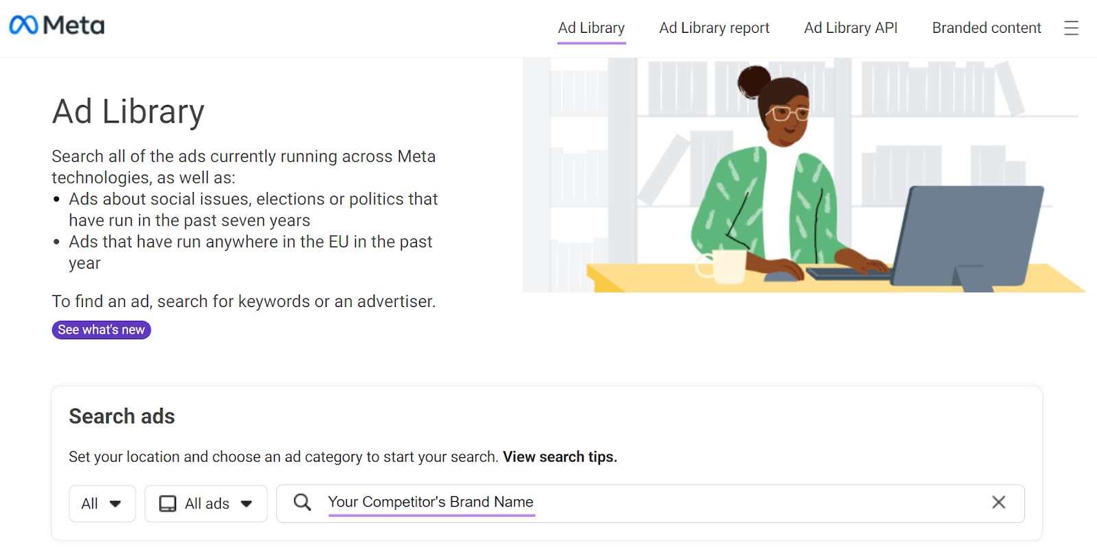 Metaâs Ad Library page